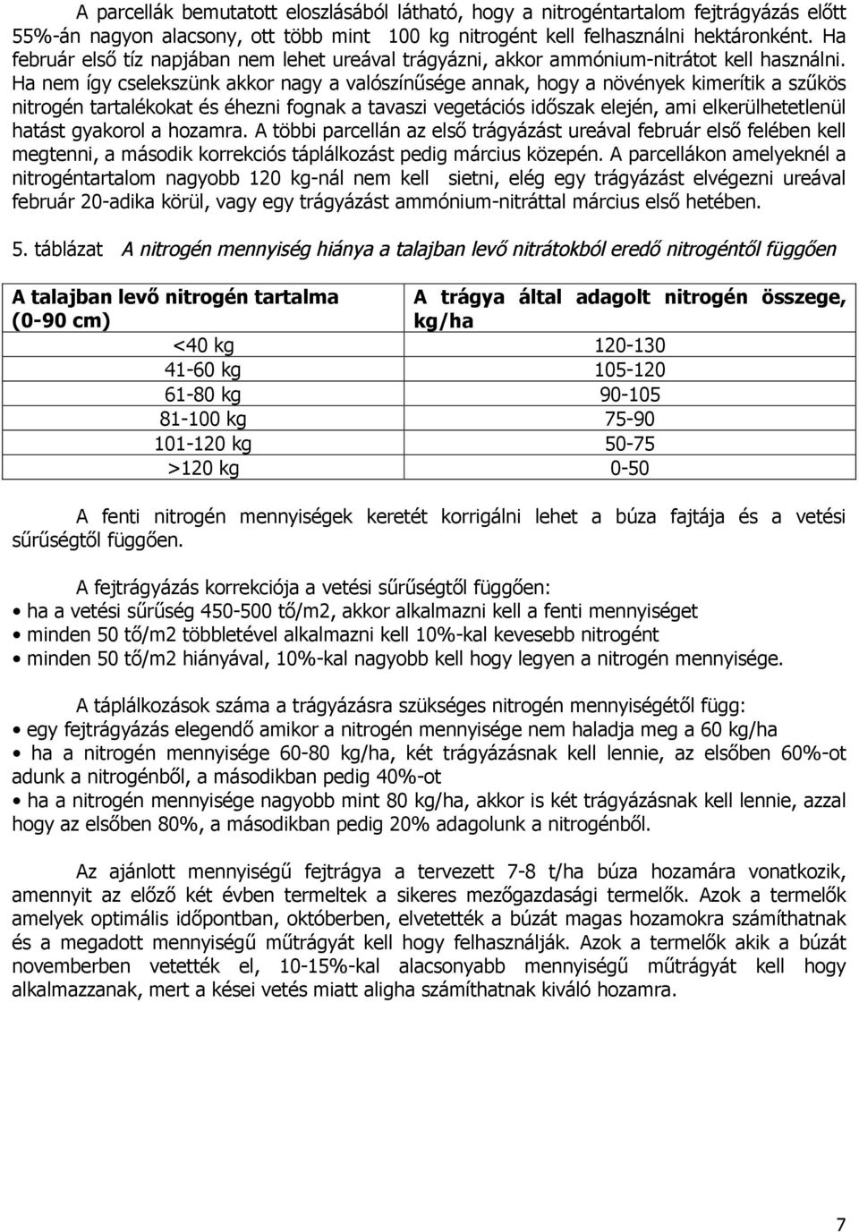 Ha nem így cselekszünk akkor nagy a valószínűsége annak, hogy a növények kimerítik a szűkös nitrogén tartalékokat és éhezni fognak a tavaszi vegetációs időszak elején, ami elkerülhetetlenül hatást