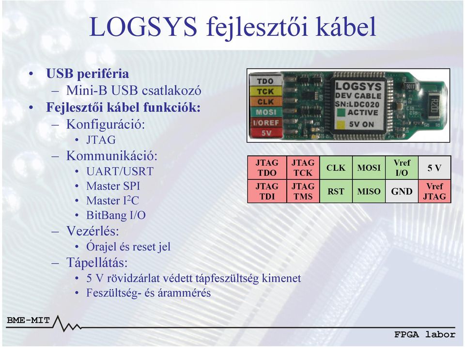 Master SPI Master I 2 C BitBang I/O Vezérlés: Órajel és reset jel