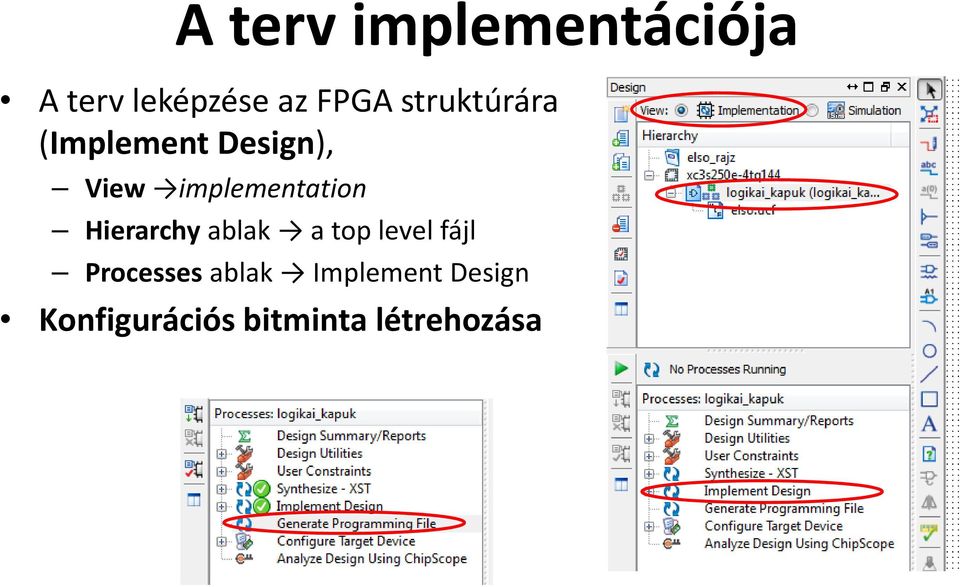 implementation Hierarchy ablak a top level fájl