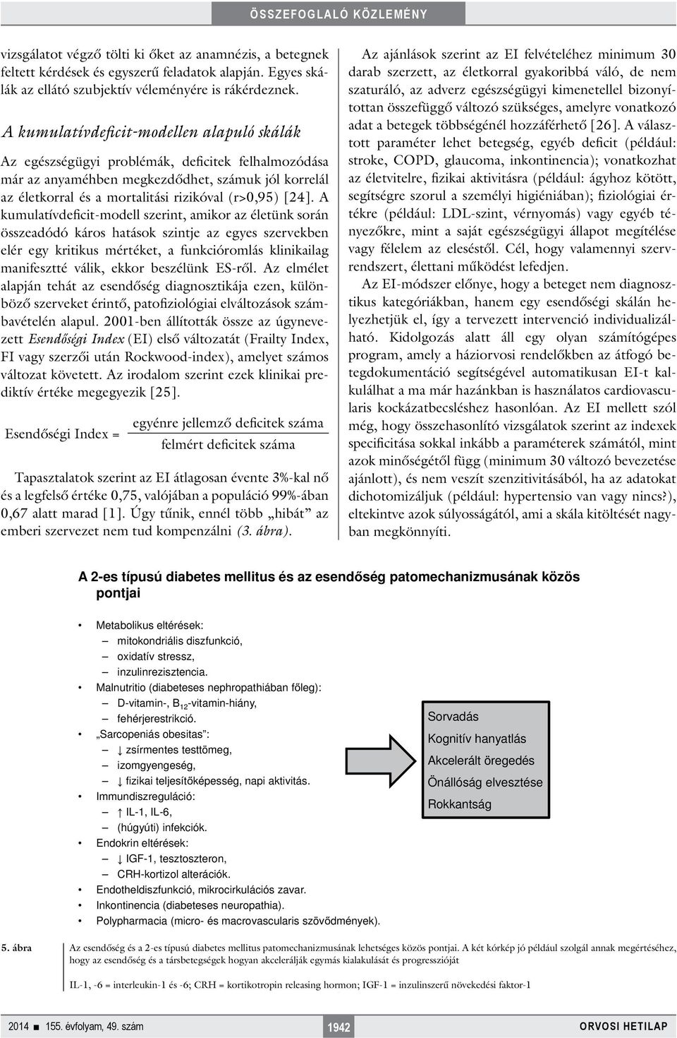 [24]. A kumulatívdeficit-modell szerint, amikor az életünk során összeadódó káros hatások szintje az egyes szervekben elér egy kritikus mértéket, a funkcióromlás klinikailag manifesztté válik, ekkor