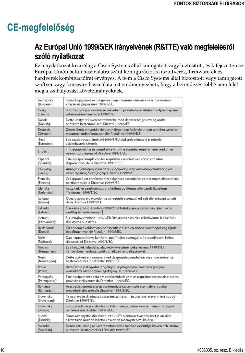 konfigurációkra (szoftverek, firmware-ek és hardverek kombinációira) érvényes.