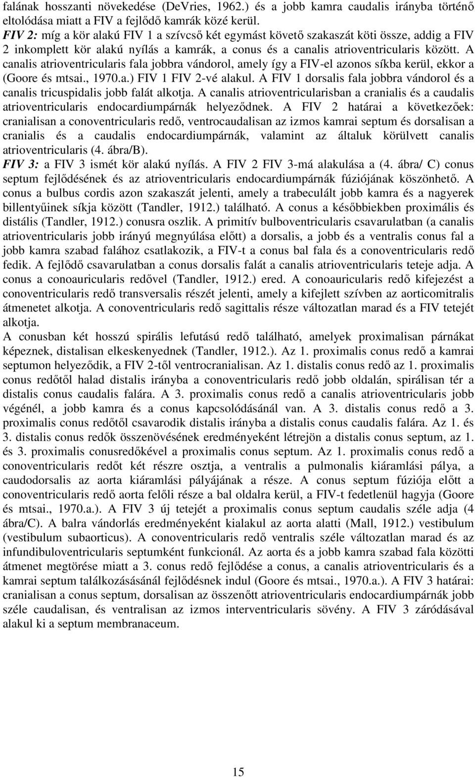 A canalis atrioventricularis fala jobbra vándorol, amely így a FIV-el azonos síkba kerül, ekkor a (Goore és mtsai., 1970.a.) FIV 1 FIV 2-vé alakul.