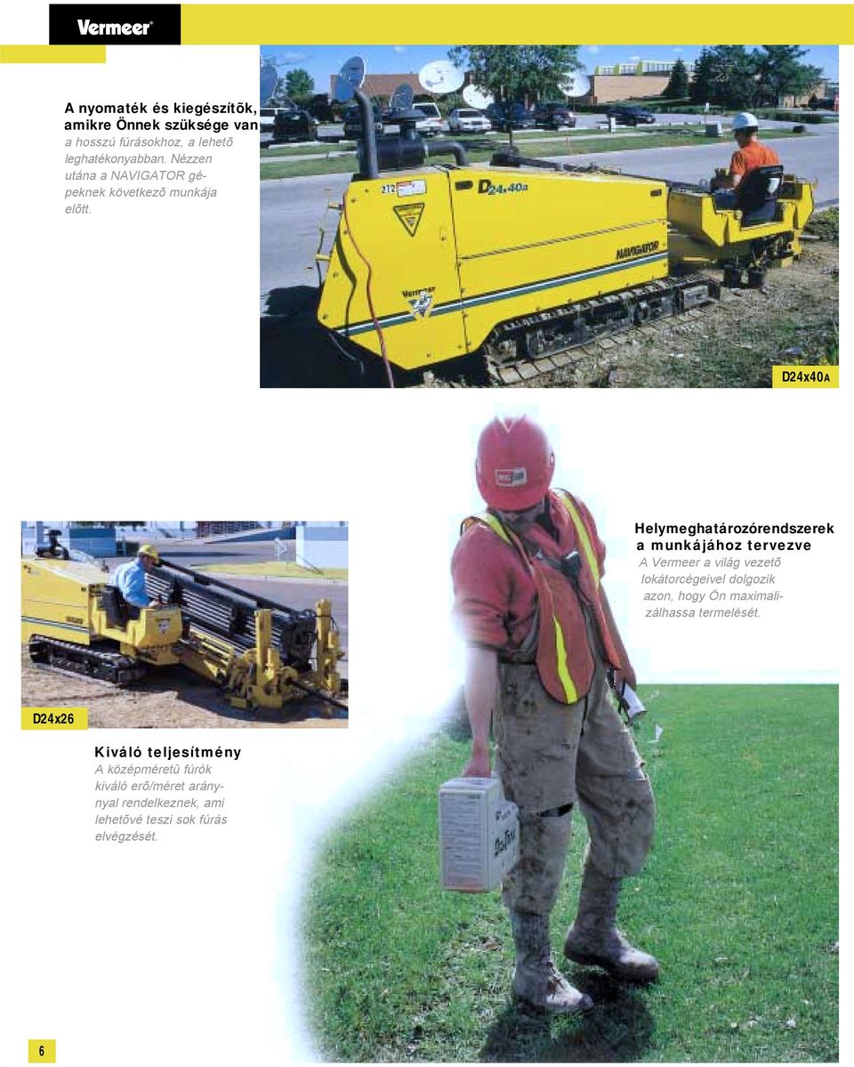 D24x40A Helymeghatározórendszerek a munkájához tervezve A Vermeer a világ vezetõ lokátorcégeivel dolgozik azon,