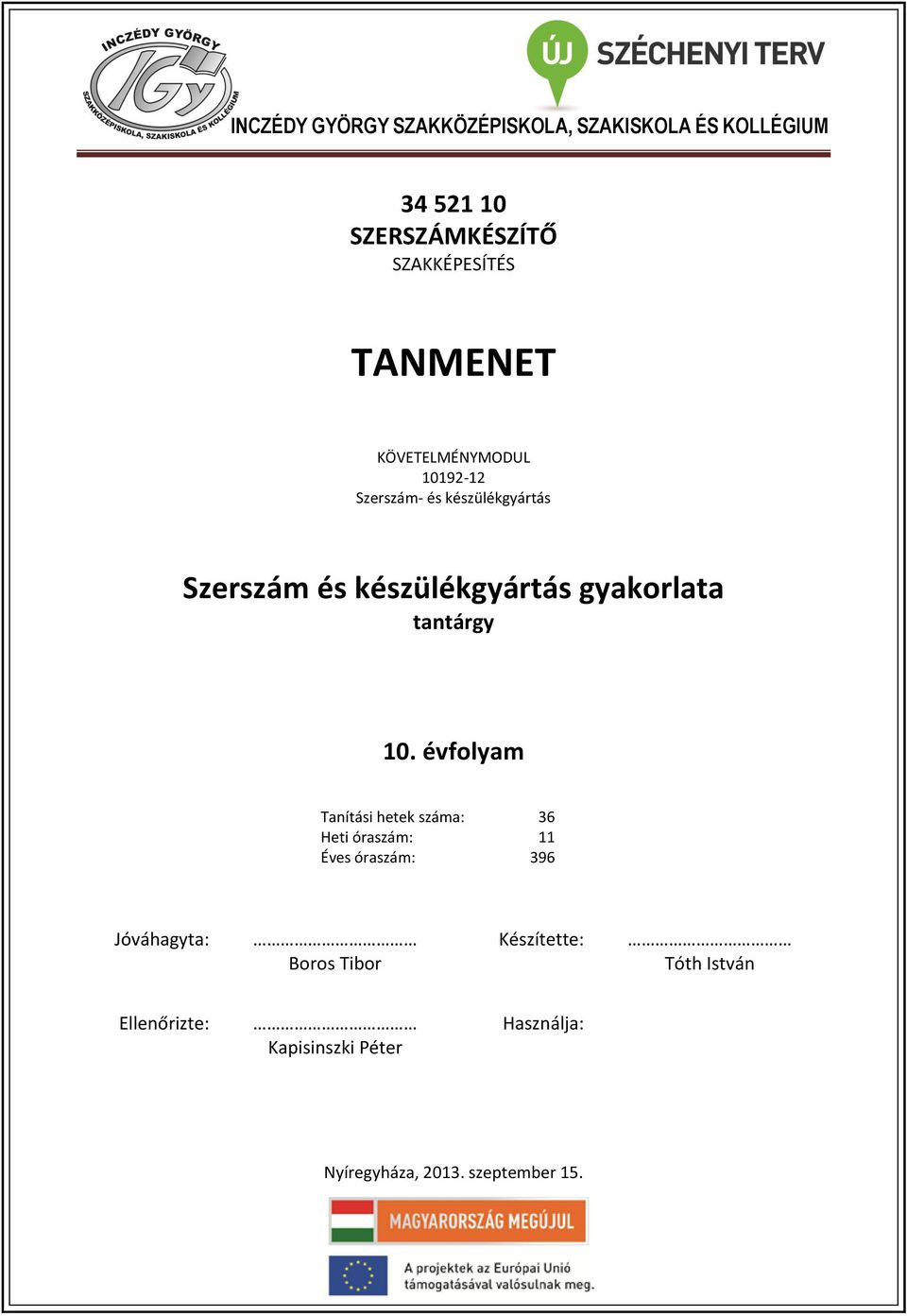 gyakorlata tantárgy 10.