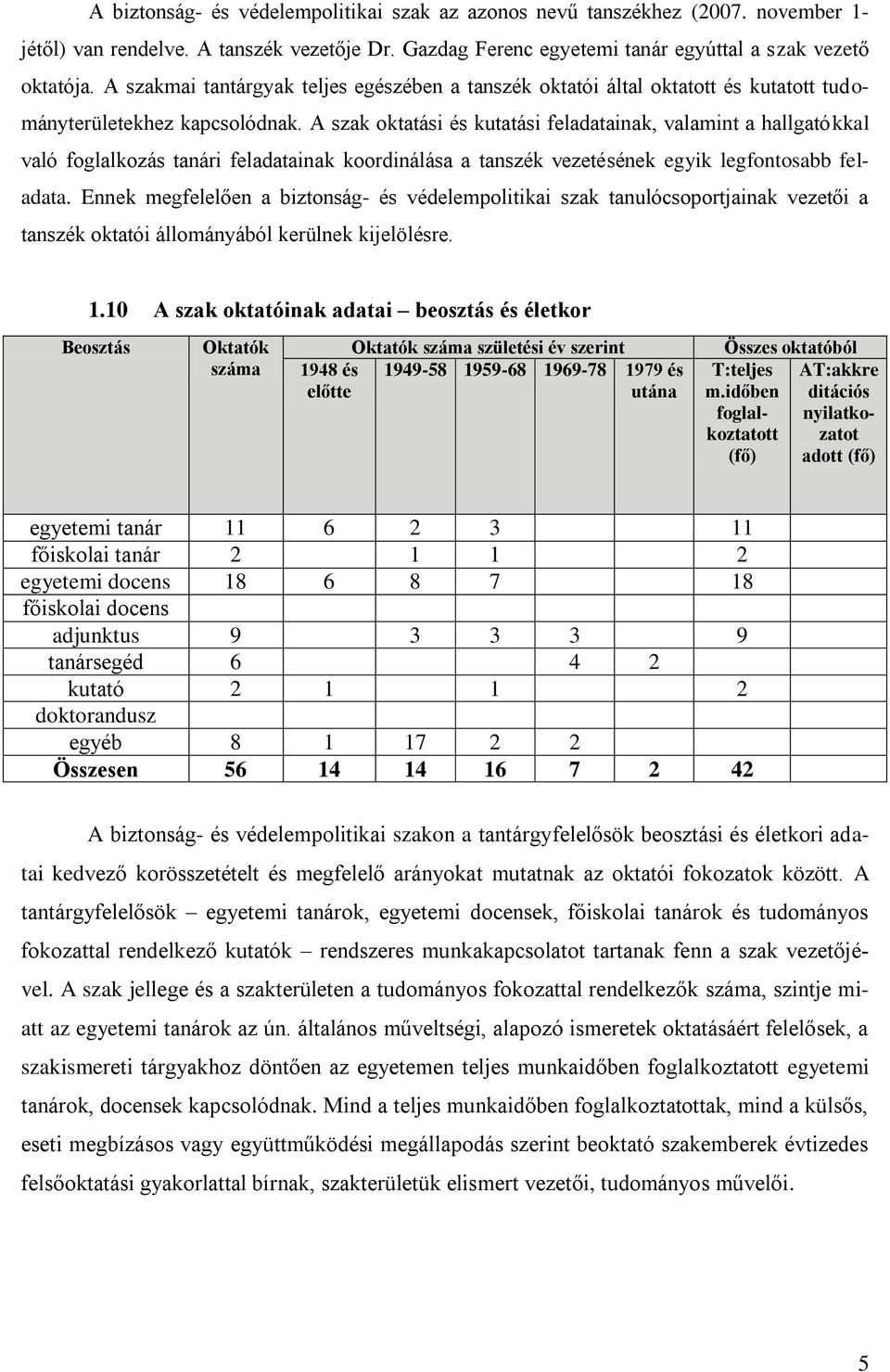 A szak oktatási és kutatási feladatainak, valamint a hallgatókkal való foglalkozás tanári feladatainak koordinálása a tanszék vezetésének egyik legfontosabb feladata.