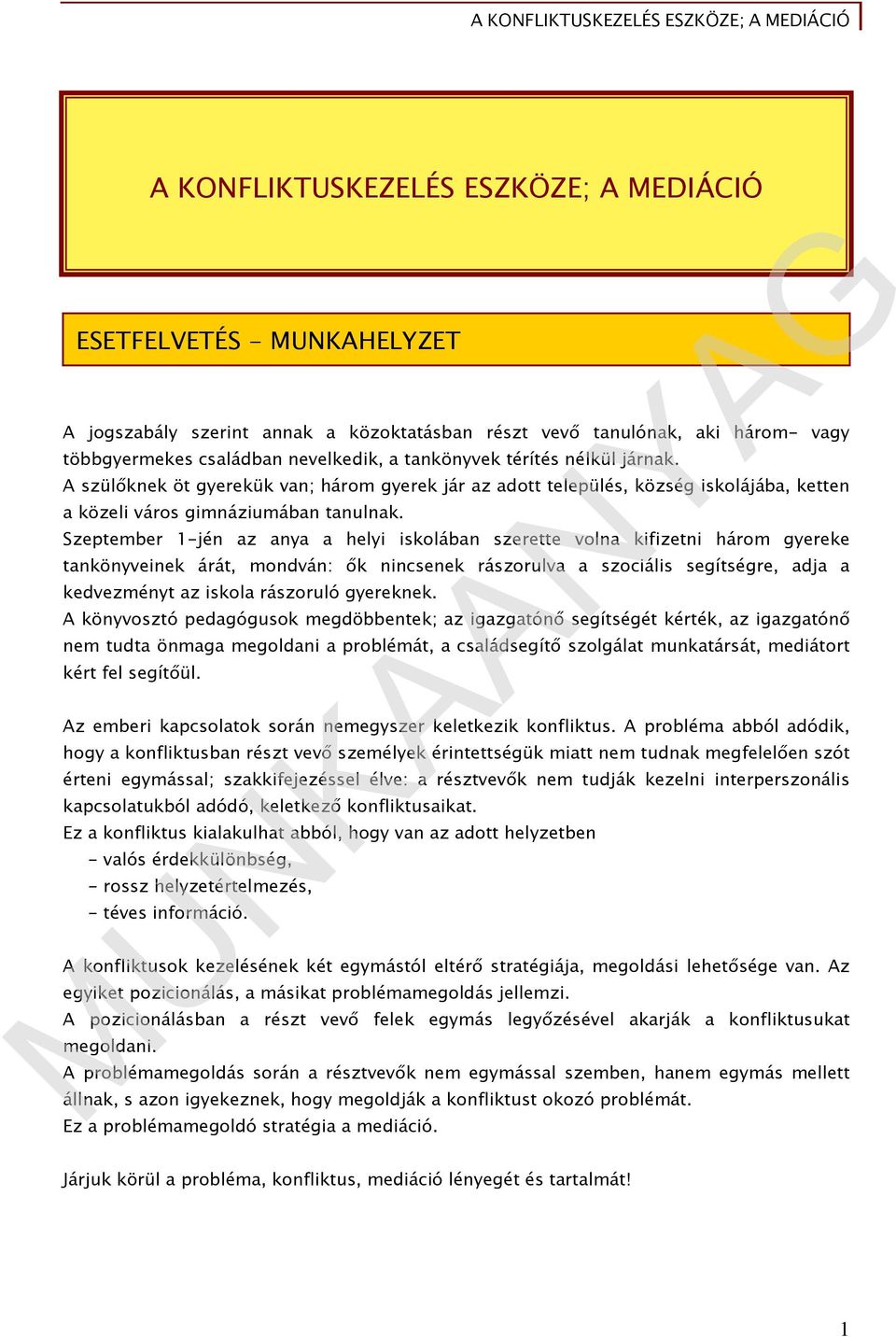 A konfliktuskezelés eszköze; a mediáció - PDF Free Download