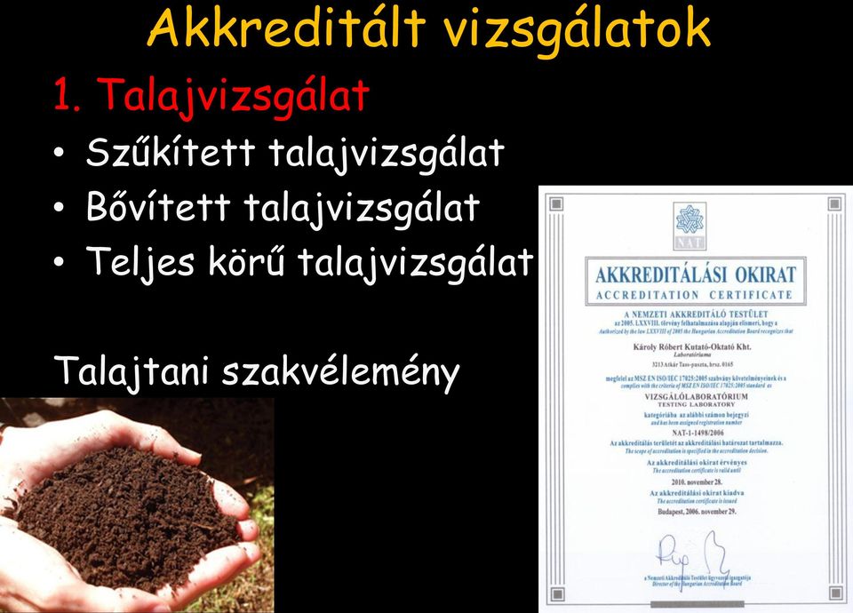 talajvizsgálat Bővített