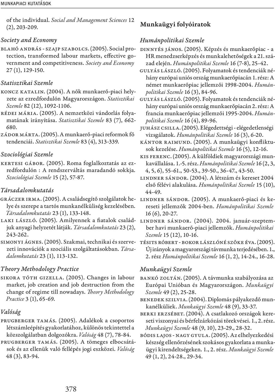 A nők munkaerő-piaci helyzete az ezredfordulón Magyarországon. Statisztikai Szemle 82 (12), 1092-1106. Rédei Mária. (2005). A nemzetközi vándorlás folyamatának irányítása.