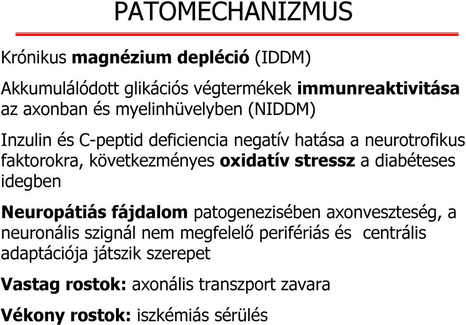 oxidatív stressz a diabéteses idegben Neuropátiásfájdalom patogenezisében axonveszteség, a neuronális szignál nem