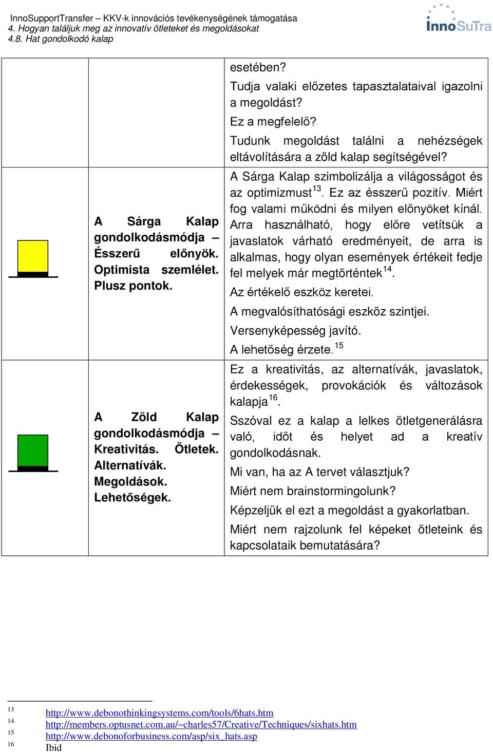 A Sárga Kalap szimbolizálja a világosságot és az optimizmust 13. Ez az ésszerű pozitív. Miért fog valami működni és milyen előnyöket kínál.