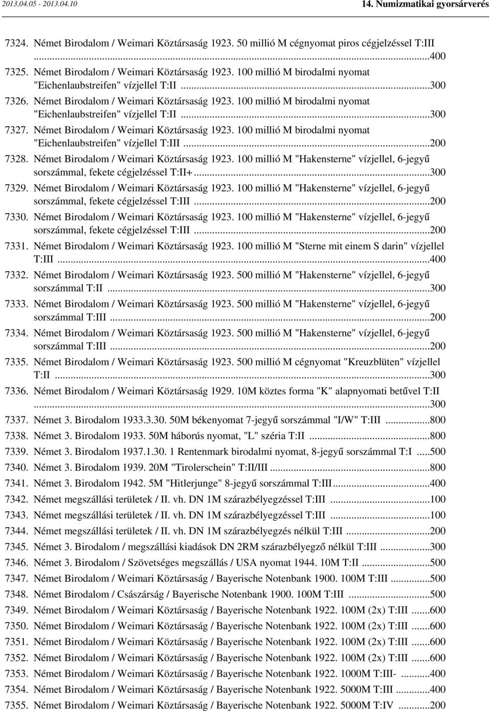 .. 7328. Német Birodalom / Weimari Köztársaság 1923. millió M "Hakensterne" vízjellel, 6-jegyű sorszámmal, fekete cégjelzéssel T:II+... 7329. Német Birodalom / Weimari Köztársaság 1923. millió M "Hakensterne" vízjellel, 6-jegyű sorszámmal, fekete cégjelzéssel T:III.