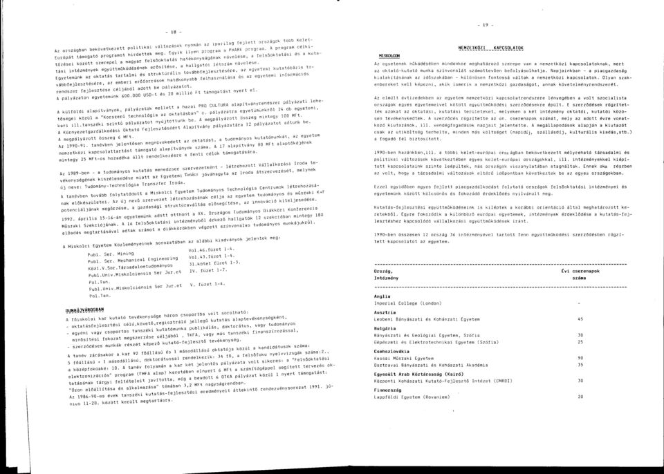 vábbfejlesztésére, az emberi erőforrások hatékonyabb felhasználása és az egyetemi rendszer fejlesztése céljából adott be pályázatot. A pályázaton egyetemünk 600.