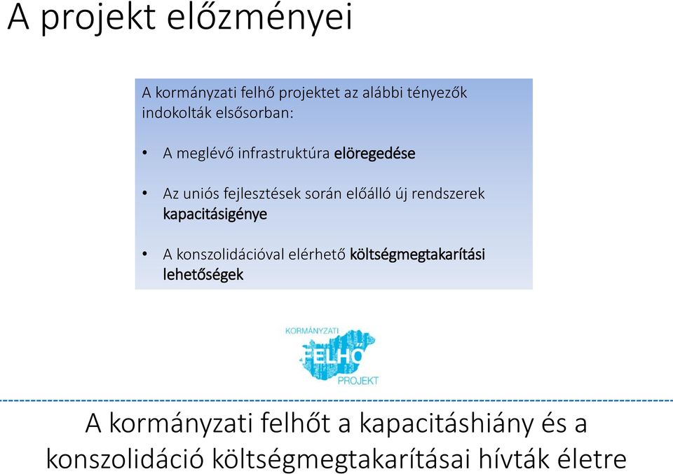 rendszerek kapacitásigénye A konszolidációval elérhető költségmegtakarítási lehetőségek