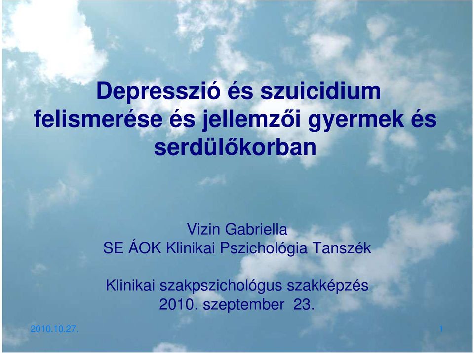 Klinikai Pszichológia Tanszék Klinikai