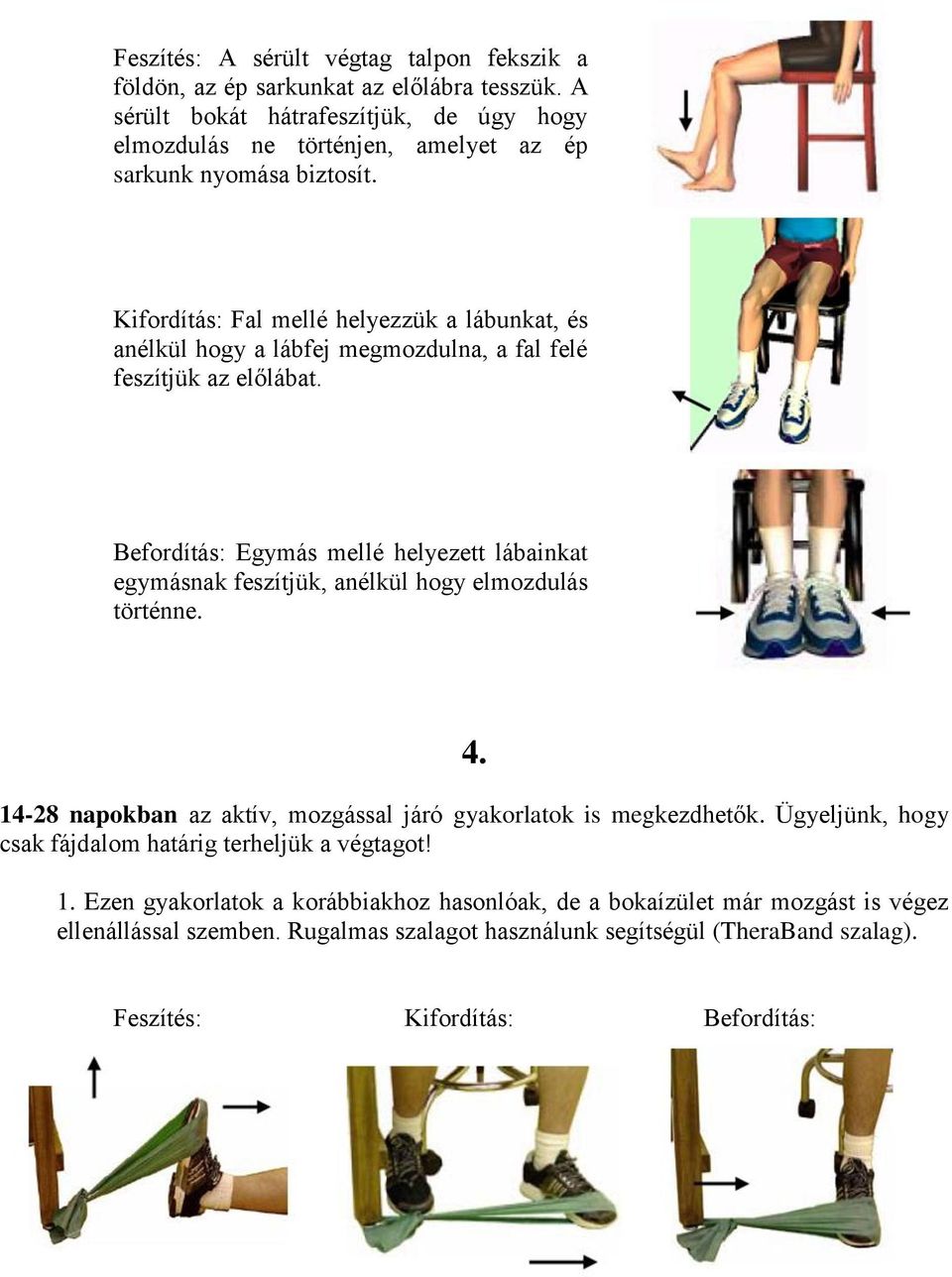 Kifordítás: Fal mellé helyezzük a lábunkat, és anélkül hogy a lábfej megmozdulna, a fal felé feszítjük az előlábat.