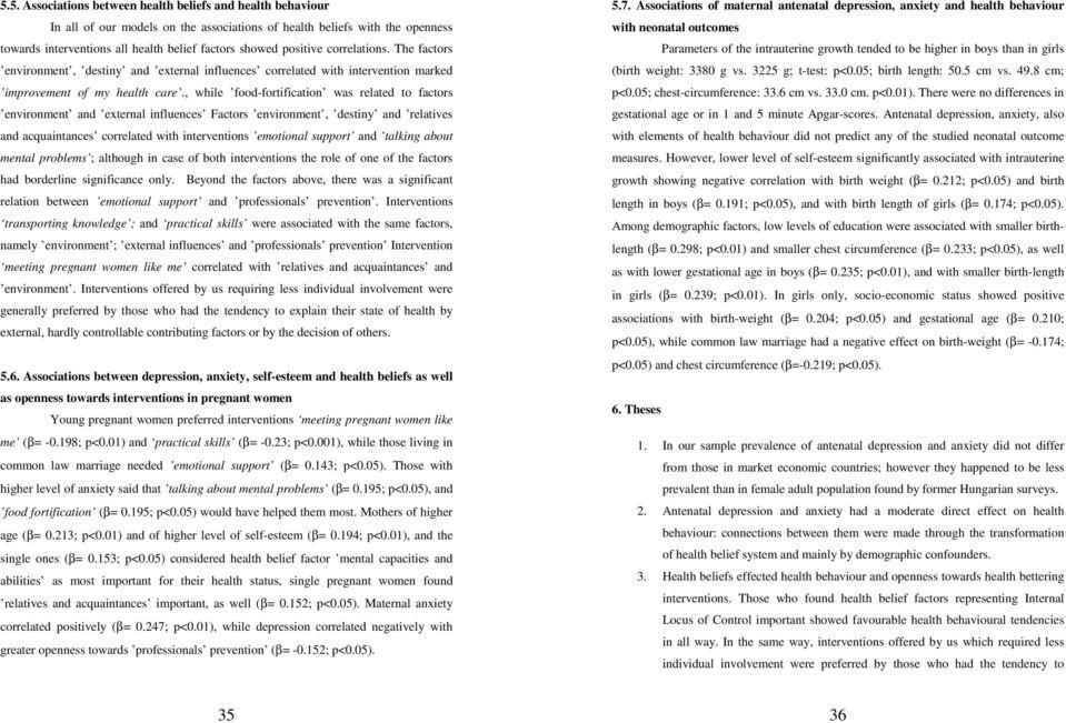 , while food-fortification was related to factors environment and external influences Factors environment, destiny and relatives and acquaintances correlated with interventions emotional support and
