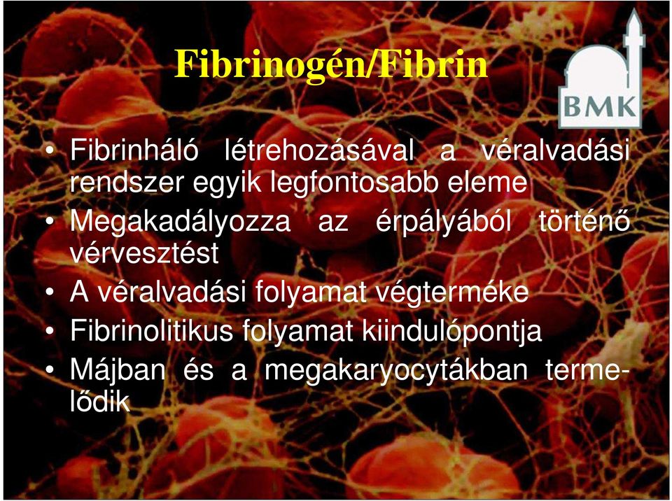 történı vérvesztést A véralvadási folyamat végterméke