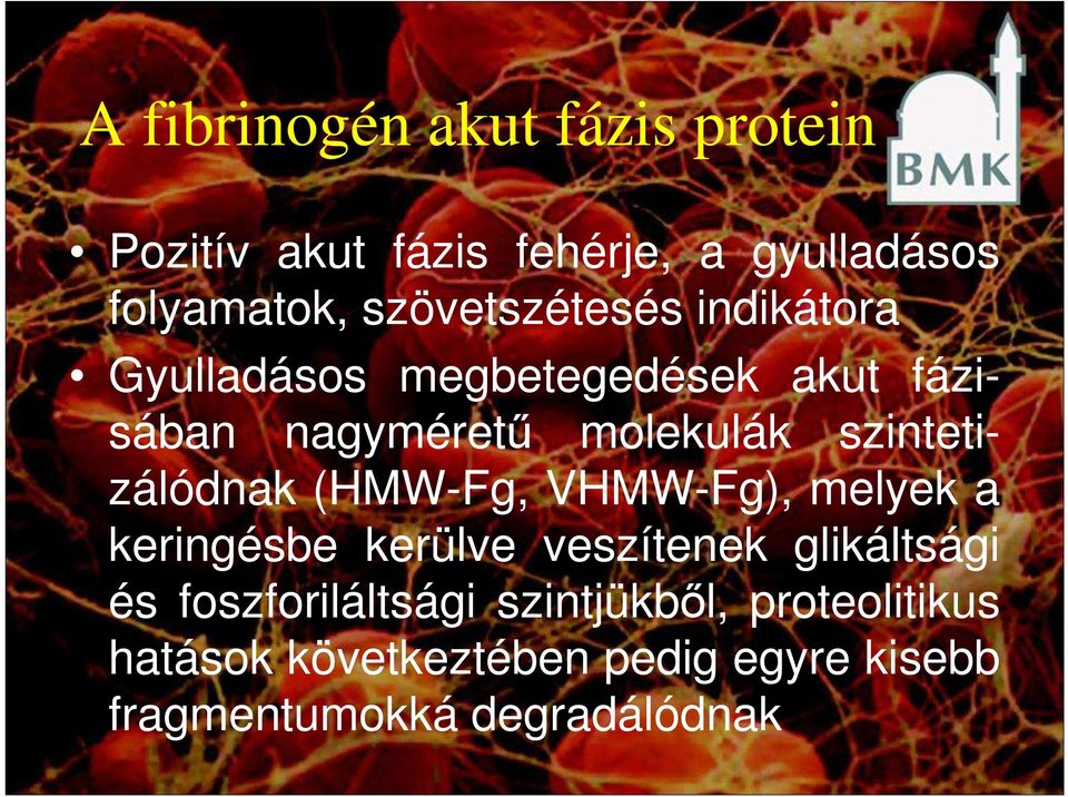 szintetizálódnak (HMW-Fg, VHMW-Fg), melyek a keringésbe kerülve veszítenek glikáltsági és