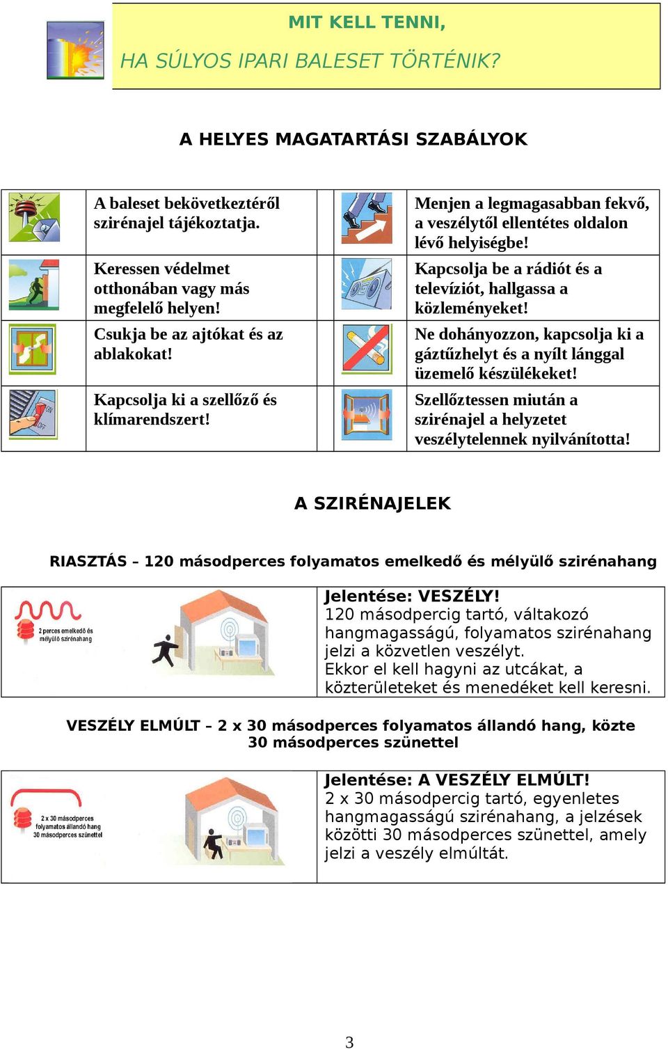 Kapcsolja be a rádiót és a televíziót, hallgassa a közleményeket! Ne dohányozzon, kapcsolja ki a gáztűzhelyt és a nyílt lánggal üzemelő készülékeket!