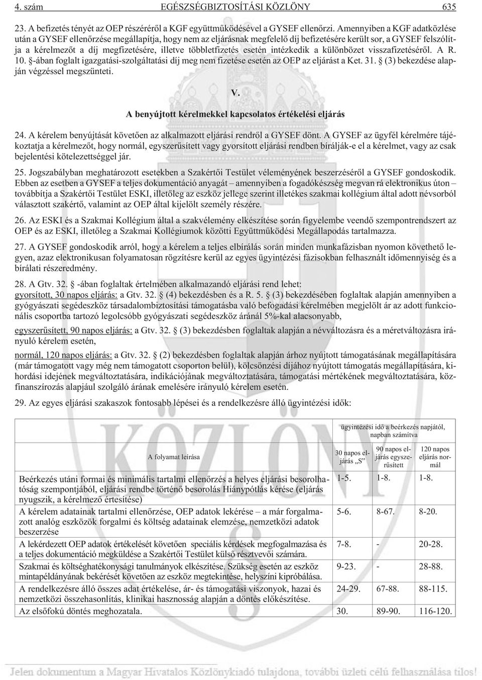 többletfizetés esetén intézkedik a különbözet visszafizetésérõl. A R. 10. -ában foglalt igazgatási-szolgáltatási díj meg nem fizetése esetén az OEP az eljárást a Ket. 31.