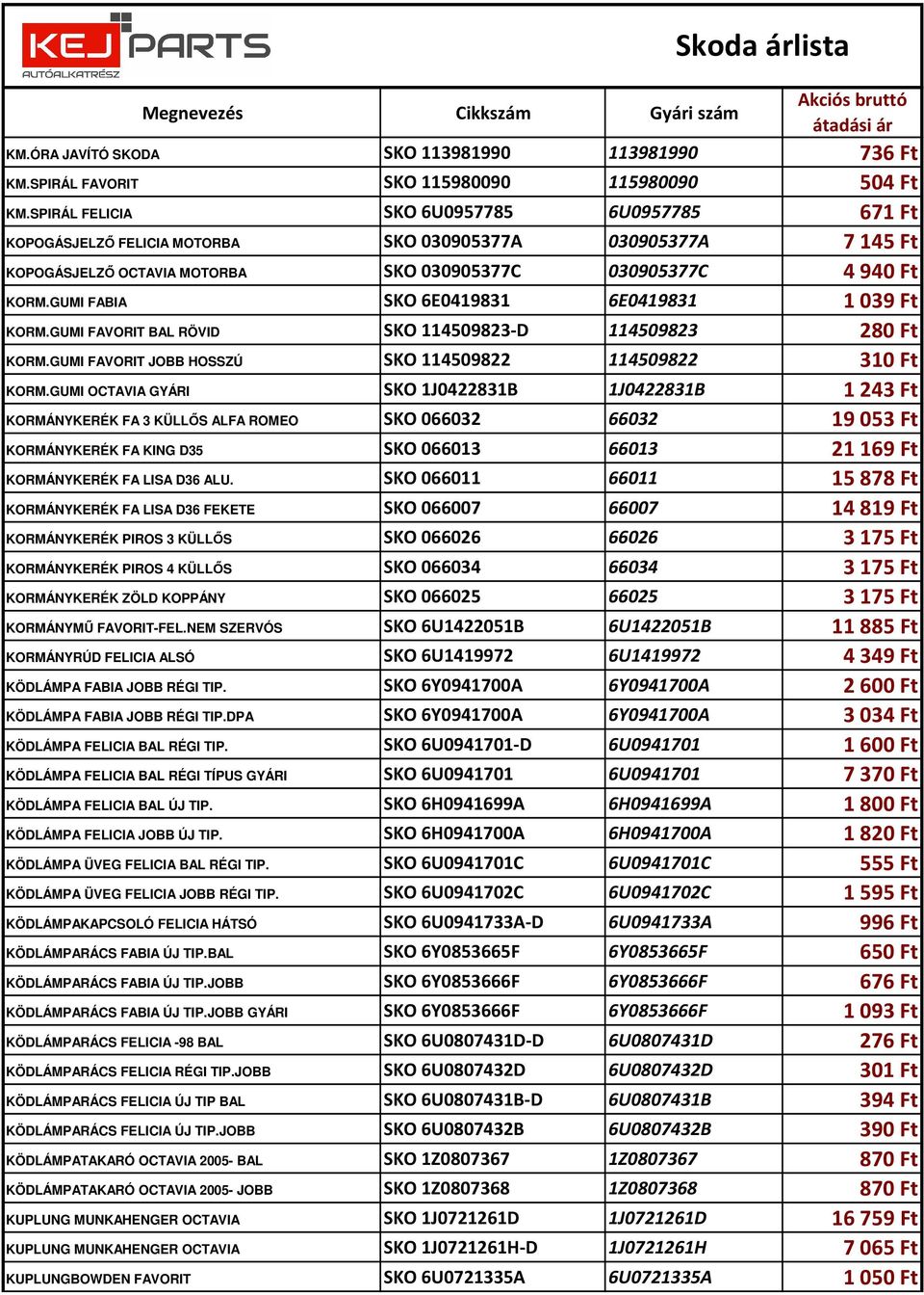 GUMI FABIA SKO 6E0419831 6E0419831 1039 Ft KORM.GUMI FAVORIT BAL RÖVID SKO 114509823-D 114509823 280 Ft KORM.GUMI FAVORIT JOBB HOSSZÚ SKO 114509822 114509822 310 Ft KORM.