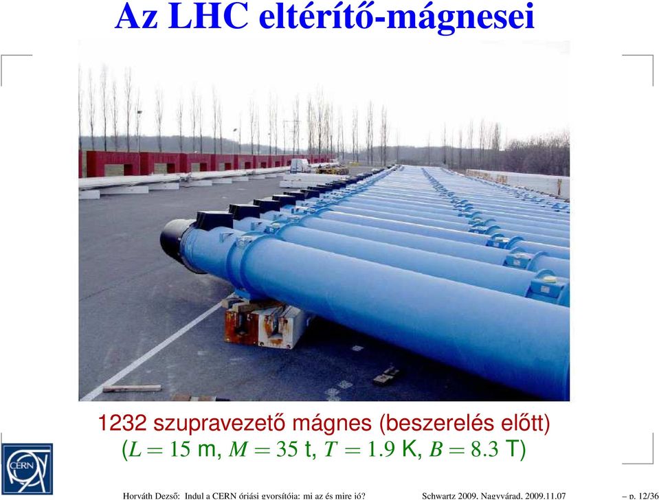 12/36 Az LHC eltérítő-mágnesei 1232 szupravezető mágnes