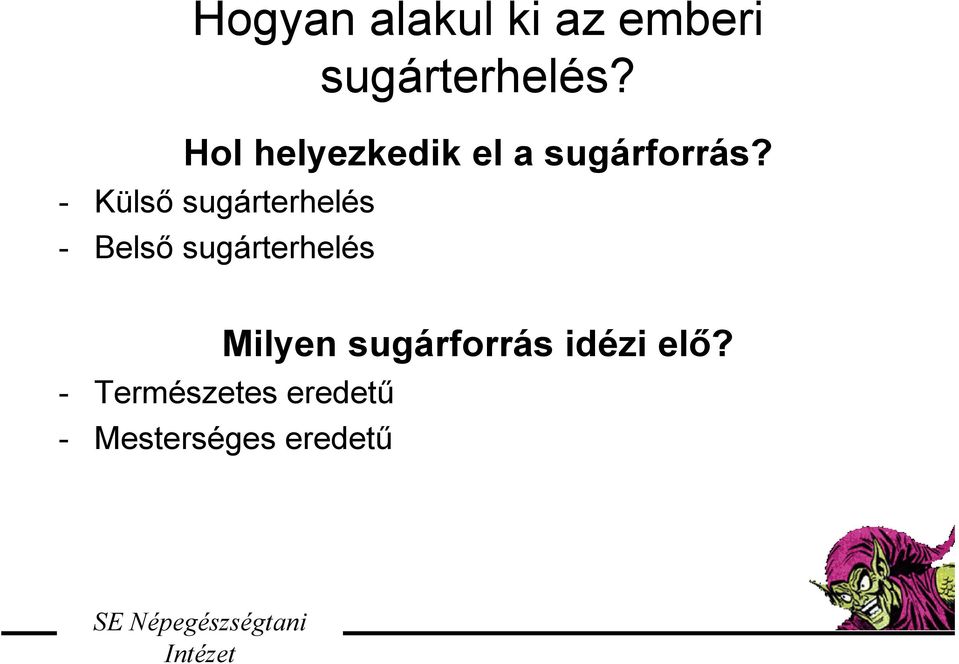 - Külső sugárterhelés - Belső sugárterhelés