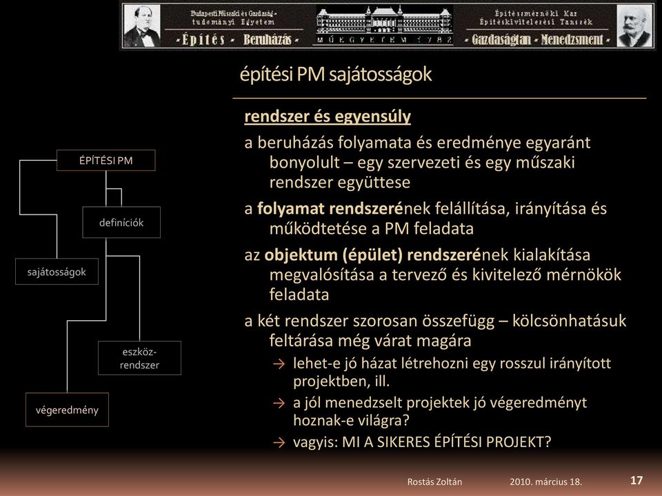 rendszerének kialakítása megvalósítása a tervező és kivitelező mérnökök feladata a két rendszer szorosan összefügg kölcsönhatásuk feltárása még várat magára