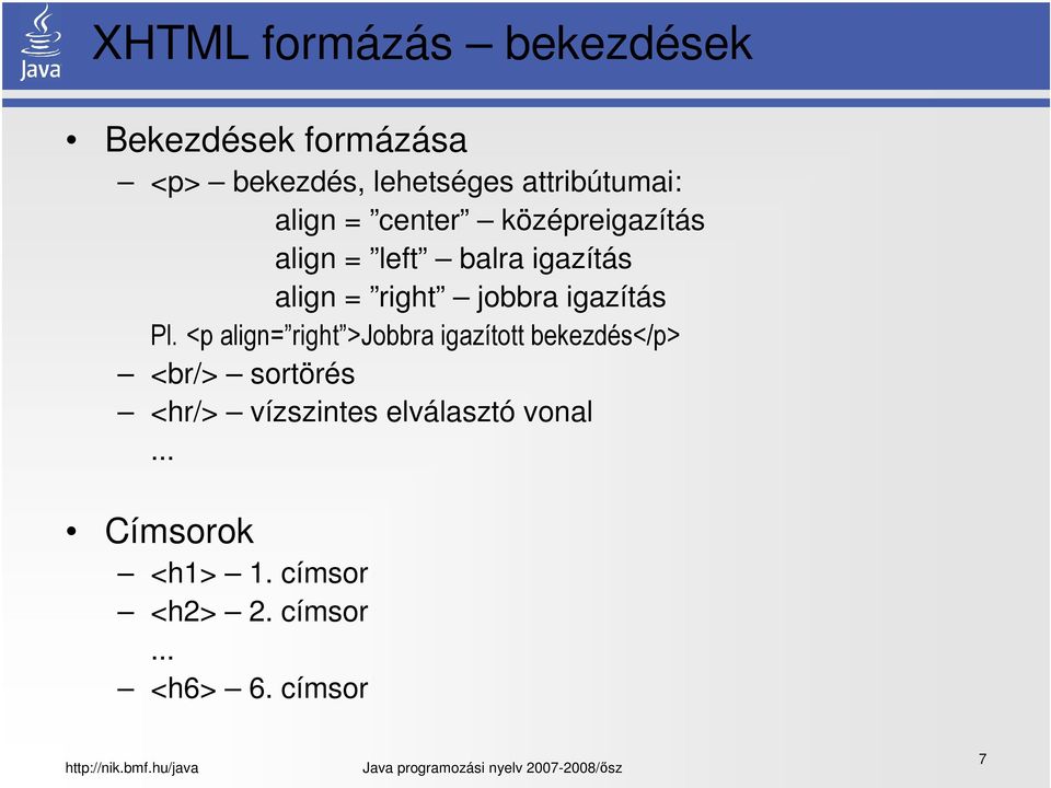 right jobbra igazítás Pl.