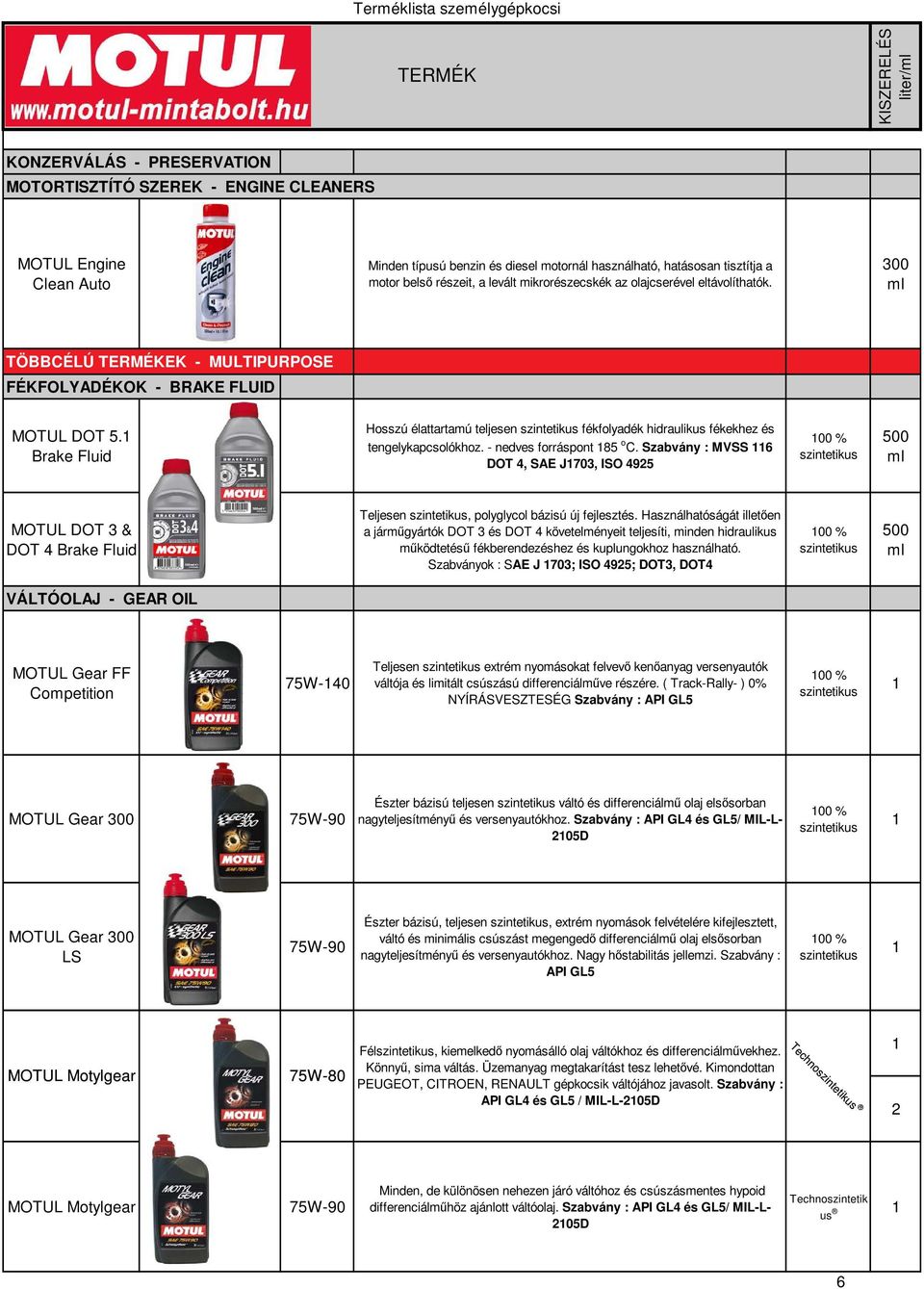 Brake Fluid Hosszú élattartamú teljesen fékfolyadék hidraulikus fékekhez és tengelykapcsolókhoz. - nedves forráspont 8 o C.