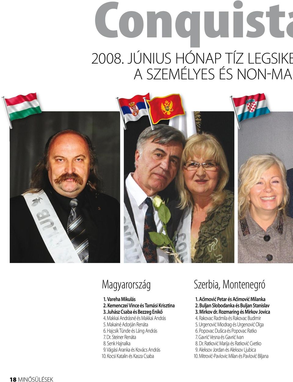 Kocsi Katalin és Kasza Csaba Szerbia, Montenegró 1. Aćimović Petar és Aćimović Milanka 2. Buljan Slobodanka és Buljan Stanislav 3. Mirkov dr. Rozmaring és Mirkov Jovica 4.