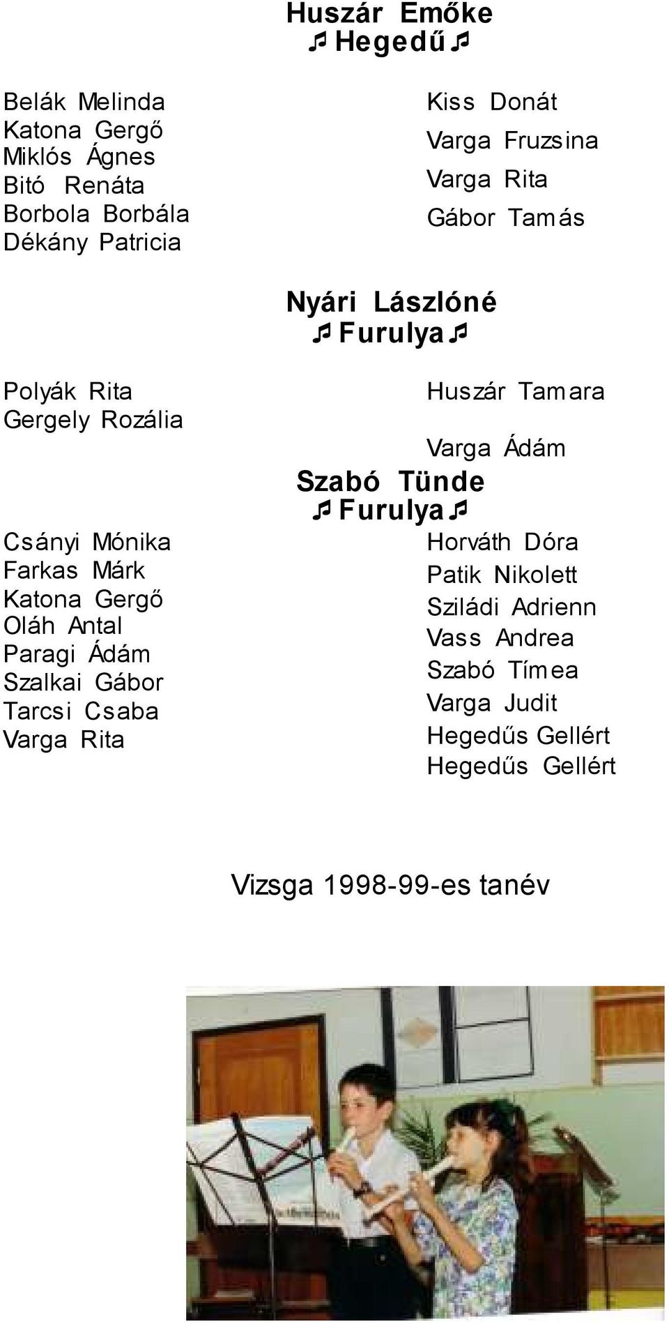 Gergı Oláh Antal Paragi Ádám Szalkai Gábor Tarcsi Csaba Varga Rita Huszár Tamara Varga Ádám Szabó Tünde Furulya Horváth