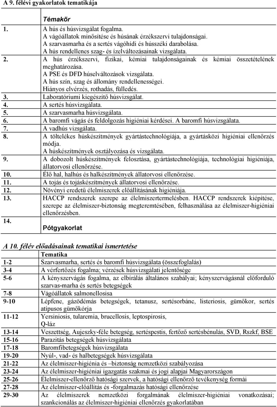 A hús szín, szag és állomány rendellenességei. Hiányos elvérzés, rothadás, fülledés. 3. Laboratóriumi kiegészítő húsvizsgálat. 4. A sertés húsvizsgálata. 5. A szarvasmarha húsvizsgálata. 6.