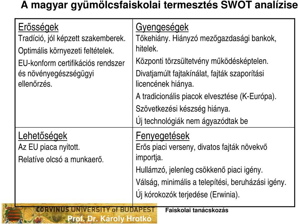 Hiányzó mezőgazdasági bankok, hitelek. Központi törzsültetvény működésképtelen. Divatjamúlt fajtakínálat, fajták szaporítási licencének hiánya.