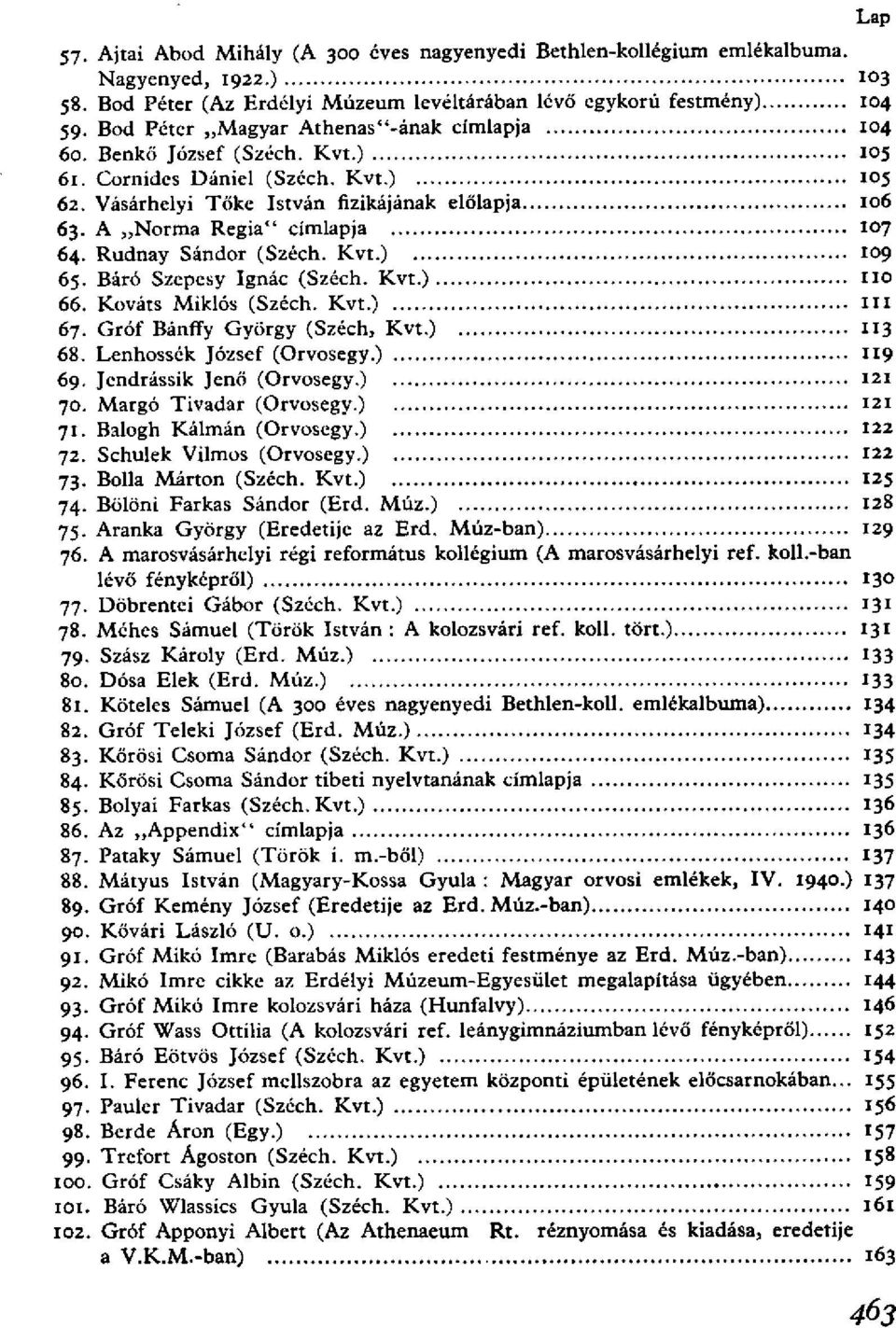 A Norma Regia" címlapja 107 64. Rudnay Sándor (Széch. Kvt.) 109 65. Báró Szepesy Ignác (Széch. Kvt.) 110 66. Kováts Miklós (Széch. Kvt.) 111 67. Gróf Bánffy György (Széch, Kvt.) 113 68.