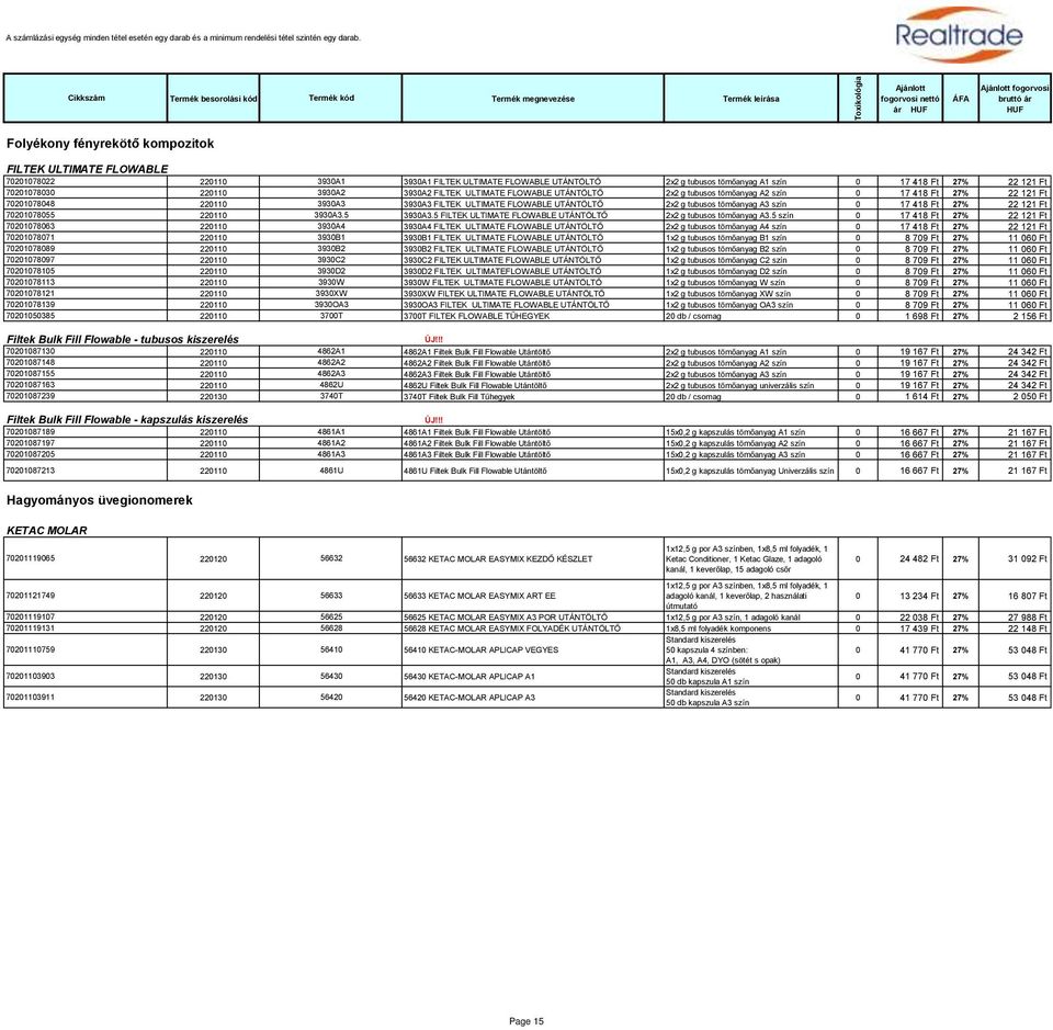tömőanyag A3 szín 0 17 418 Ft 27% 22 121 Ft 70201078055 220110 3930A3.5 3930A3.5 FILTEK ULTIMATE FLOWABLE UTÁNTÖLTŐ 2x2 g tubusos tömőanyag A3.