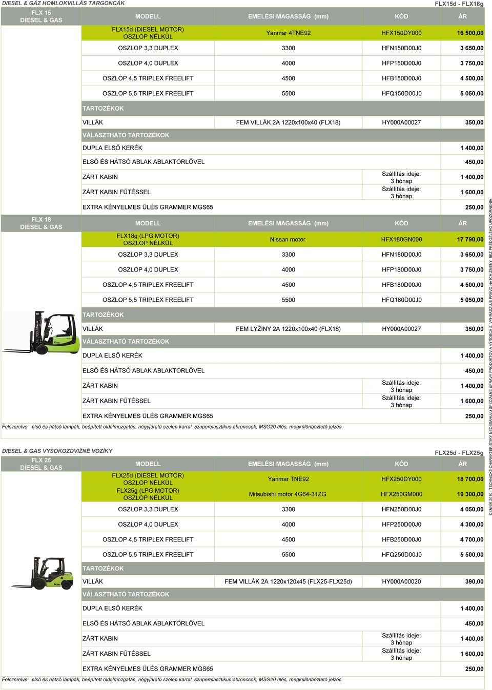 HFP150D00J0 3 750,00 OSZLOP 4,5 TRIPLEX FREELIFT 4500 HFB150D00J0 4 500,00 OSZLOP 5,5 TRIPLEX FREELIFT 5500 HFQ150D00J0 5 050,00 VILLÁK FEM VILLÁK 2A 1220x100x40 (FLX18) HY000A00027 350,00 DUPLA ELSŐ
