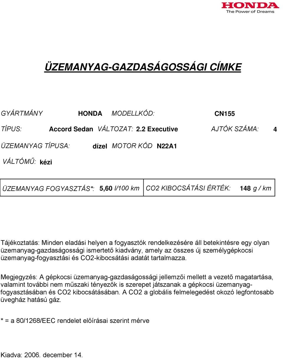 MOTOR KÓD N22A1 ÜZEMANYAG
