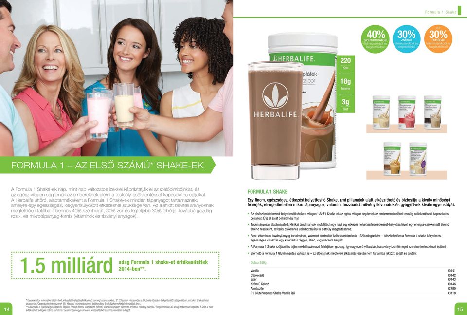 kapcsolatos céljaikat. A Herbalife úttörő, alaptermékeként a Formula 1 Shake-ek minden tápanyagot tartalmaznak, amelyre egy egészséges, kiegyensúlyozott étkezésnél szüksége van.