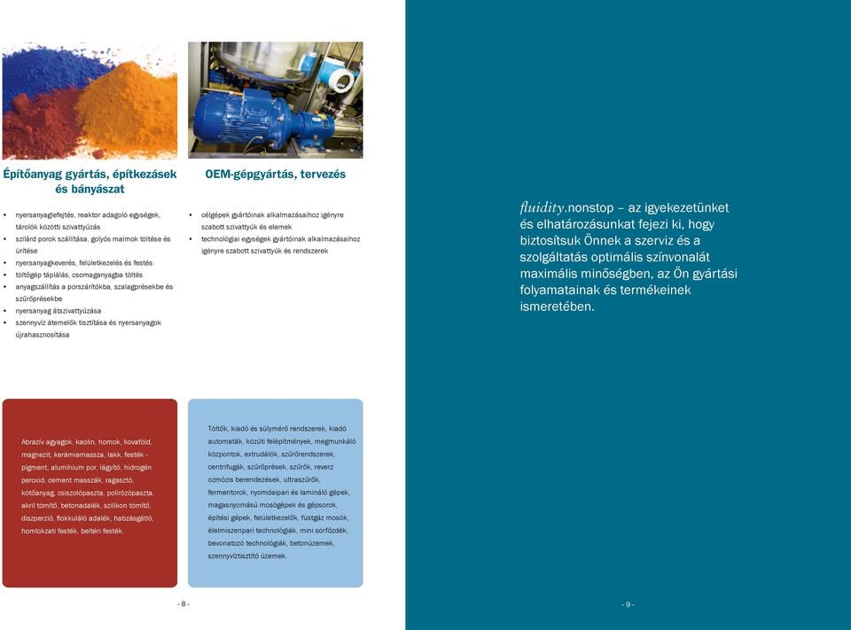 nyersanyagok újrahasznosítása OEM-gépgyártás, tervezés célgépek gyártóinak alkalmazásaihoz igényre szabott szivattyúk és elemek technológiai egységek gyártóinak alkalmazásaihoz igényre szabott