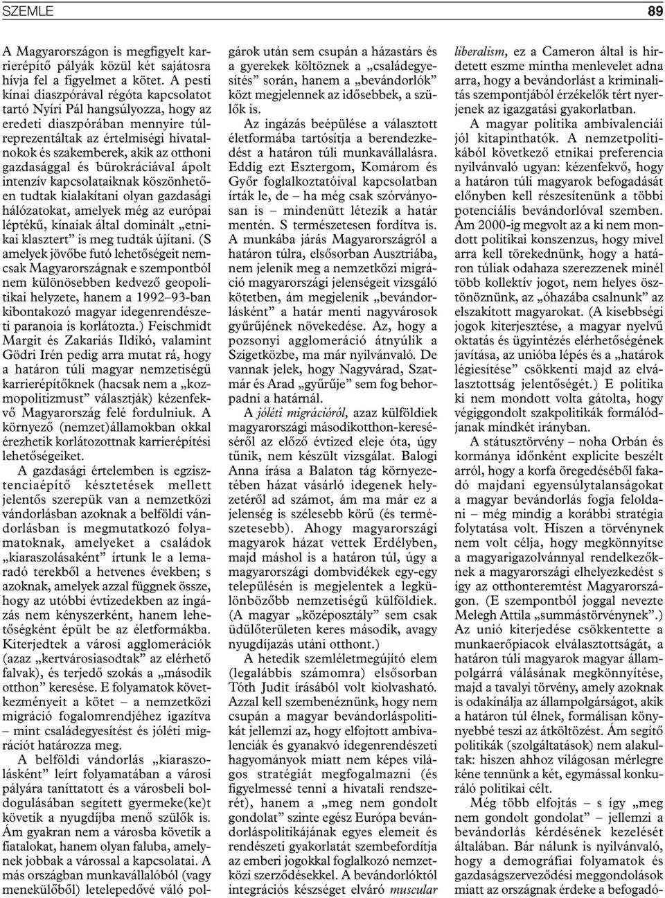 gazdasággal és bürokráciával ápolt intenzív kapcsolataiknak köszönhetően tudtak kialakítani olyan gazdasági hálózatokat, amelyek még az európai léptékű, kínaiak által dominált etnikai klasztert is