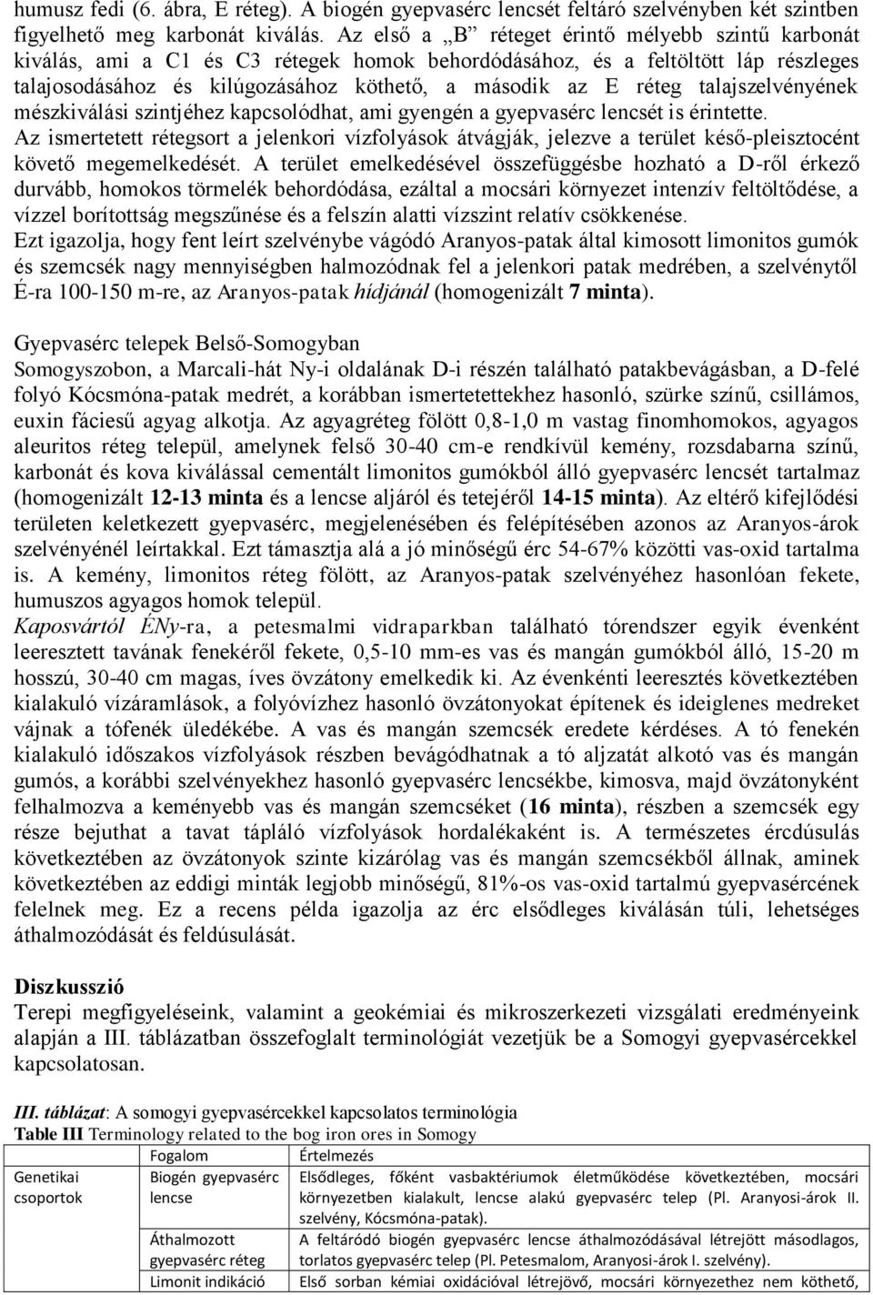 talajszelvényének mészkiválási szintjéhez kapcsolódhat, ami gyengén a gyepvasérc lencsét is érintette.
