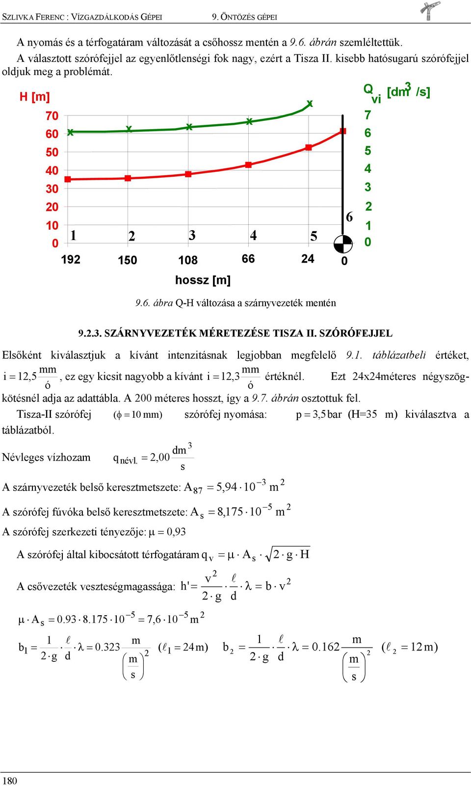 SZÓRÓFEJJEL Előként kiálaztjuk a kíánt intenzitának legjobban egfelelő 9.. táblázatbeli értéket, i,5, ez egy kicit nagyobb a kíánt i, értéknél. ó ó Ezt 4x4étere négyzögköténél adja az adattábla.