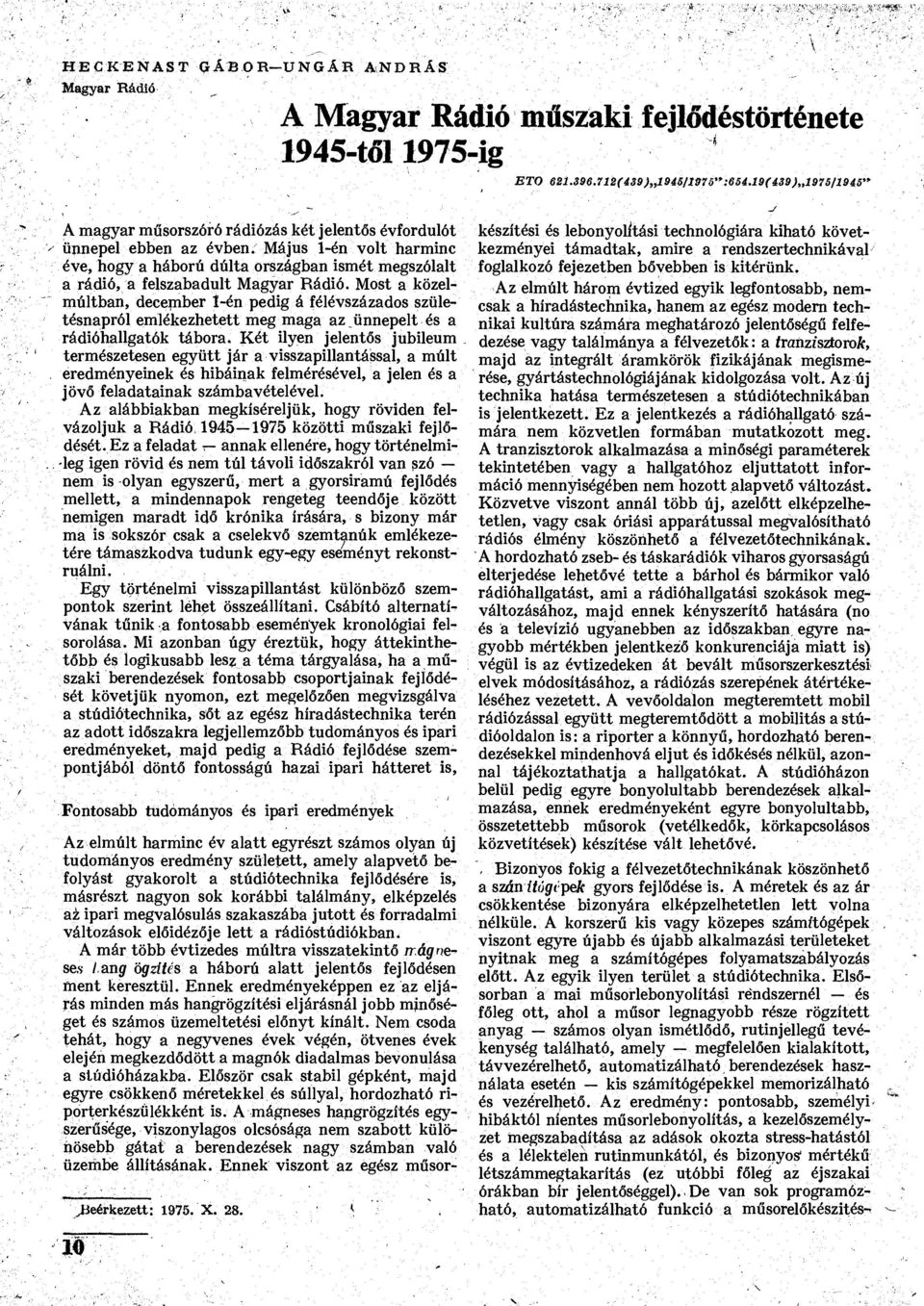 A Magyar Rádió műszaki fejlődéstörténete 1945-től 1975-ig * - PDF Ingyenes  letöltés
