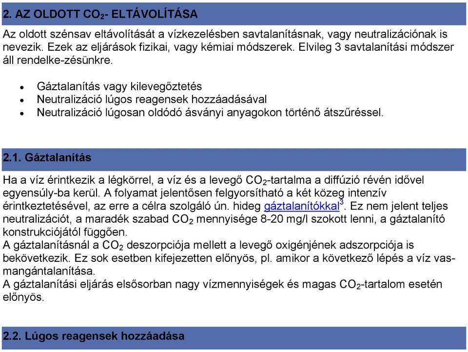 1. A VÍZ SZÉNSAV-TARTALMA. A víz szénsav-tartalma és annak eltávolítása -  PDF Free Download