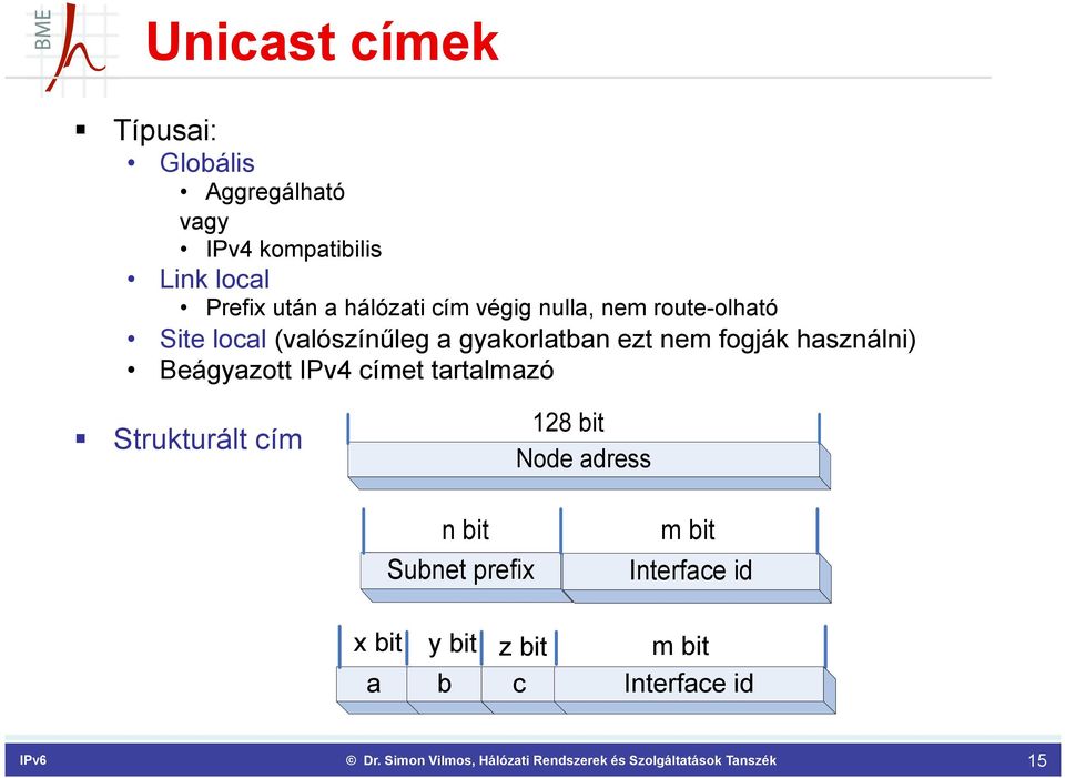 gyakorlatban ezt nem fogják használni) Beágyazott IPv4 címet tartalmazó Strukturált cím