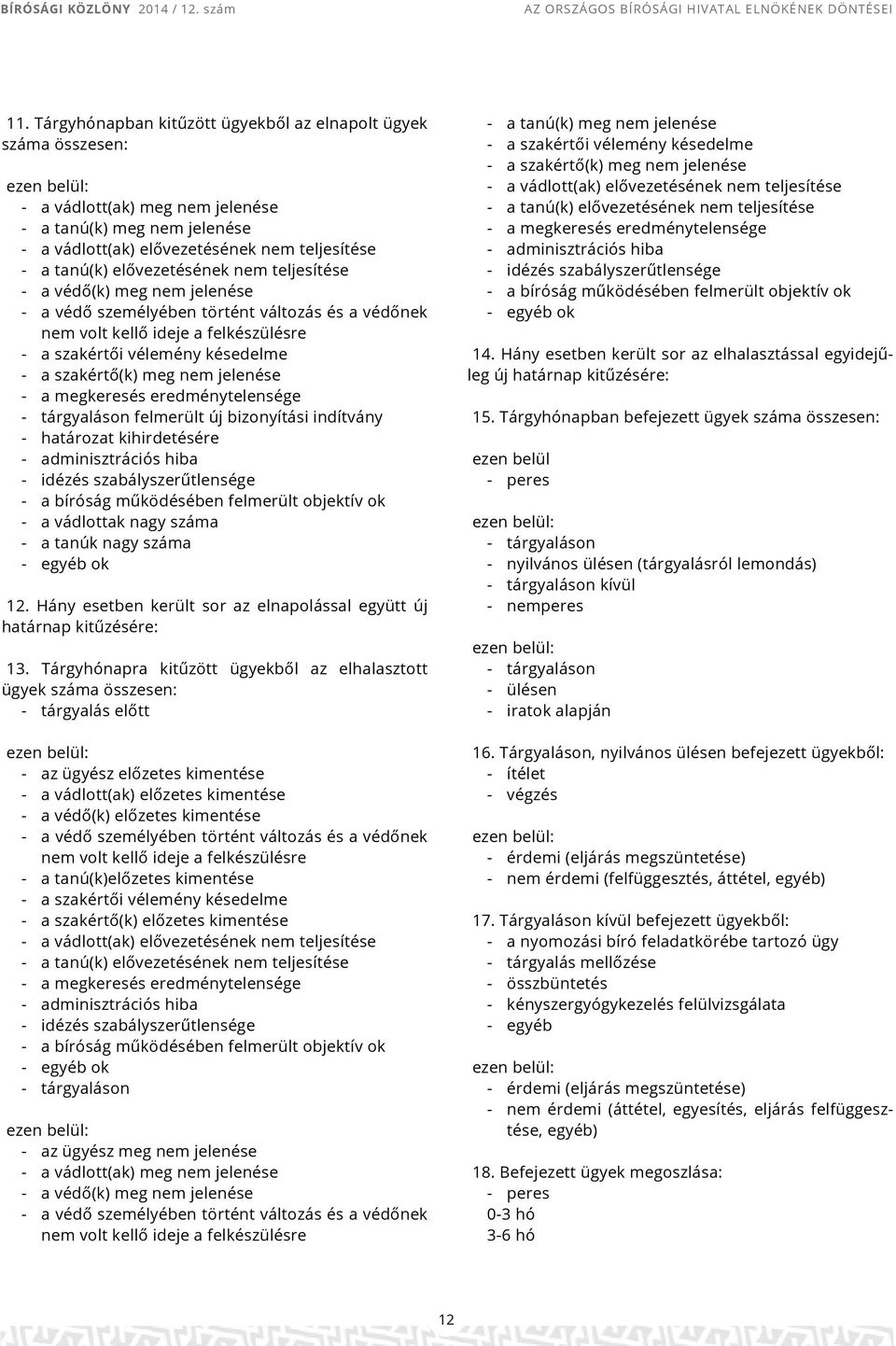 meg nem jelenése - a megkeresés eredménytelensége - tárgyaláson felmerült új bizonyítási indítvány - határozat kihirdetésére - adminisztrációs hiba - idézés szabályszerűtlensége - a bíróság