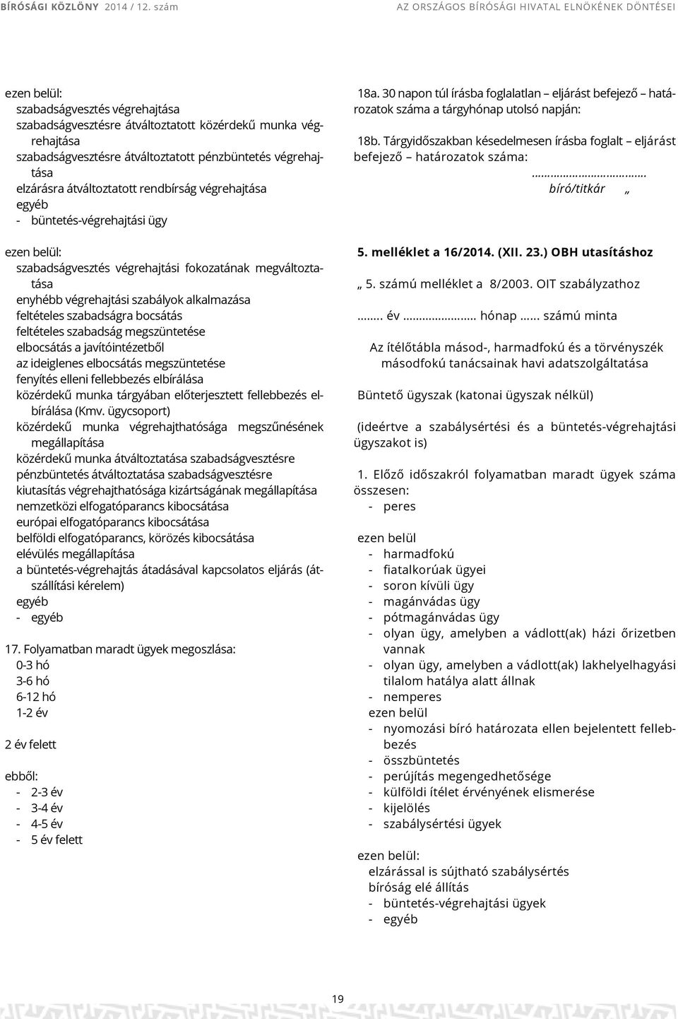 szabadság megszüntetése elbocsátás a javítóintézetből az ideiglenes elbocsátás megszüntetése fenyítés elleni fellebbezés elbírálása közérdekű munka tárgyában előterjesztett fellebbezés elbírálása