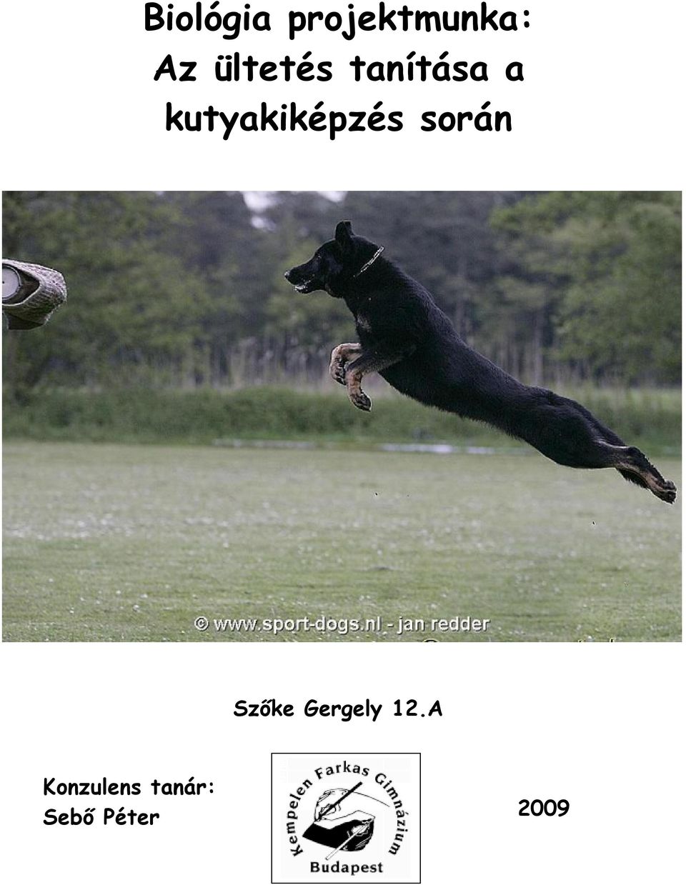 kutyakiképzés során Szőke