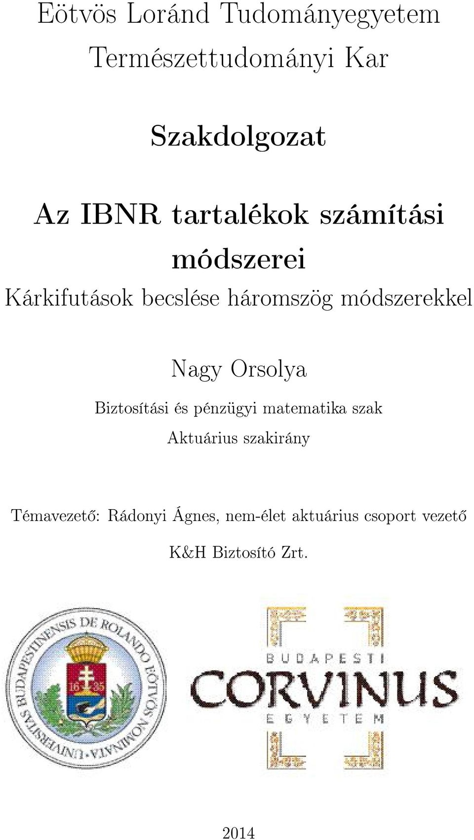 Szakdolgozat. Az IBNR tartalékok számítási módszerei - PDF Free Download